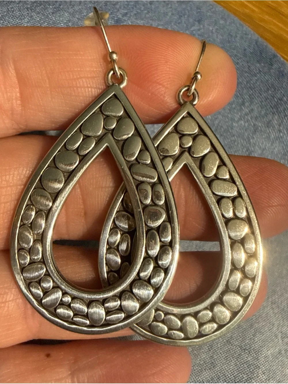 Brighton Silver Teardrop Earrings Reversible Polka Dot/Leopard Print EUC - Picture 2 of 5